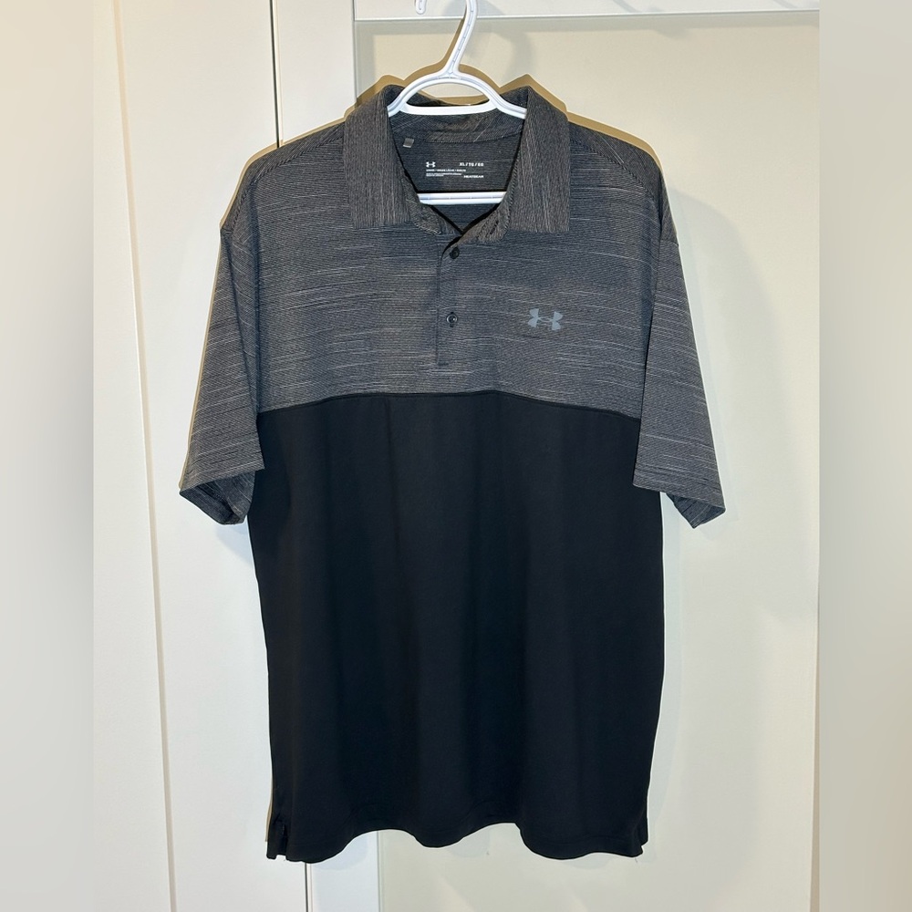 TWO Golf Shirts Under Armour Men's Two-Tone / Solid Black